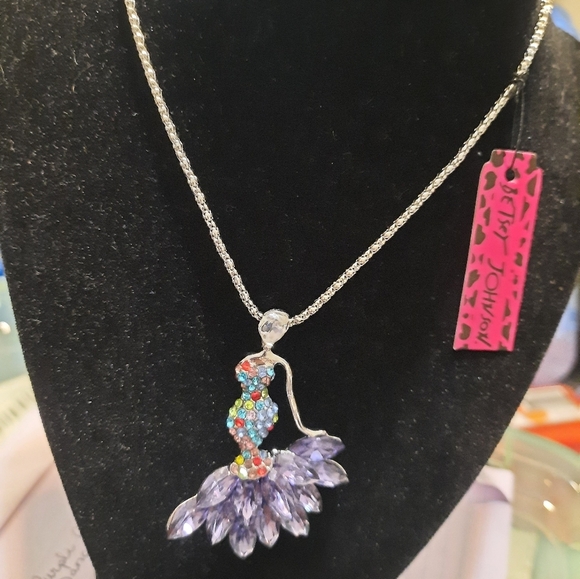 NWT Betsey Johnson Multicolor Crystal Dancer Necklace/Brooch - Picture 3 of 8